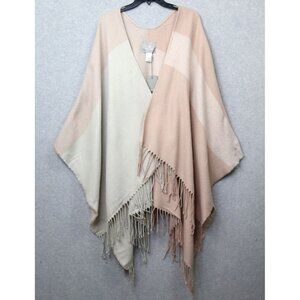 Soia And Kyo Women Shawl‎ Wrap Fringe Poncho Blanket Pink Biege New One Size